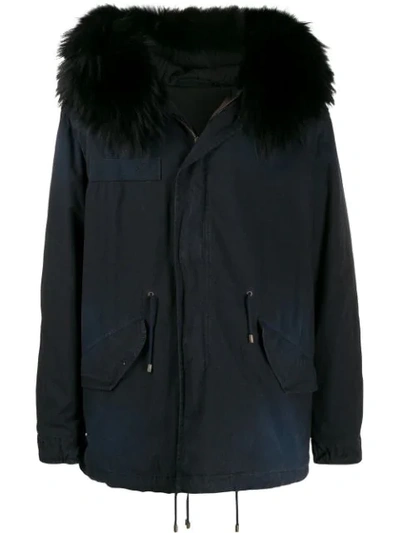 Shop Mr & Mrs Italy Faux Fur Hooded Parka In Blue