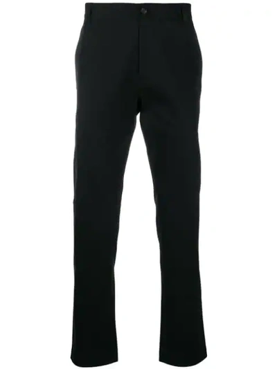 Shop Versace Embroidered Logo Chinos In Black