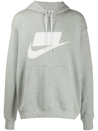 Shop Nike Logo Print Hoodie In 050 Grey