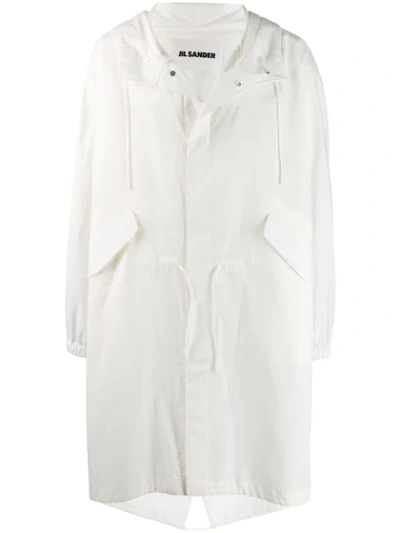 Shop Jil Sander Logo Print Parka In White