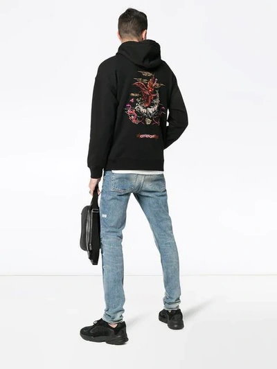 Shop Givenchy Embroidered Branding Hooded Jumper In Black