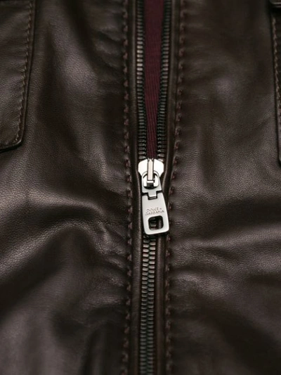 Shop Dolce & Gabbana Cutaway Collar Bomber Jacket In Brown