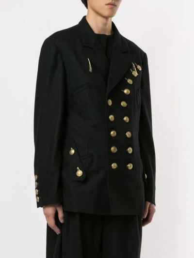 Shop Yohji Yamamoto Military Blazer In Black