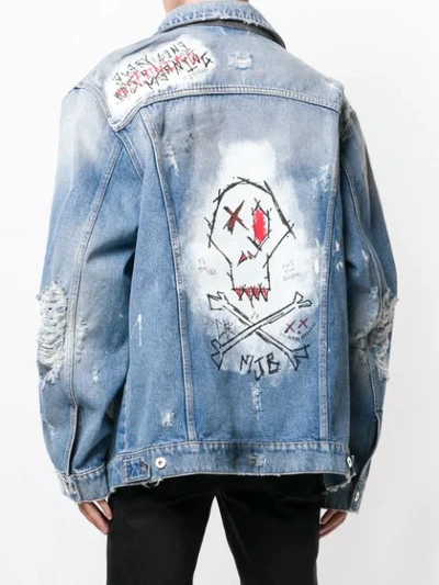 Shop Mjb Marc Jacques Burton Mjb Oversized Painted Denim Jacket - Blue