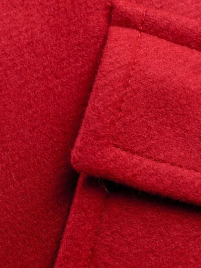 Shop Saint Laurent Hooded Duffle Coat In Red