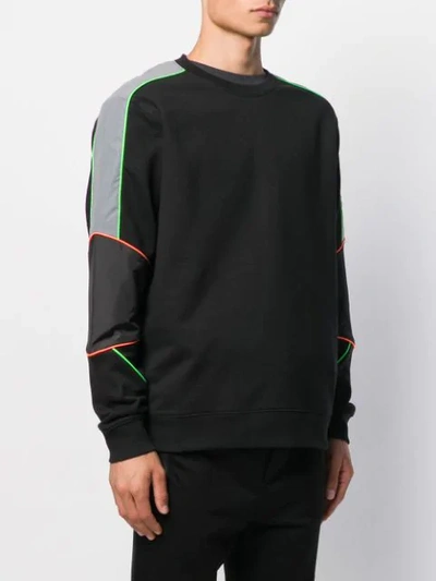 Shop Les Hommes Long Sleeve Panelled Sweatshirt In Black