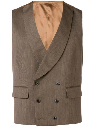 Shop Gabriele Pasini Double Breasted Waistcoat - Brown