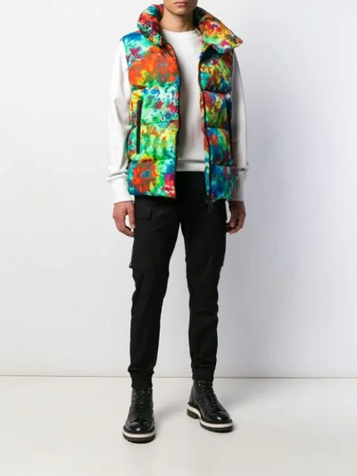 Shop Dsquared2 Tie-dye Padded Vest In Red