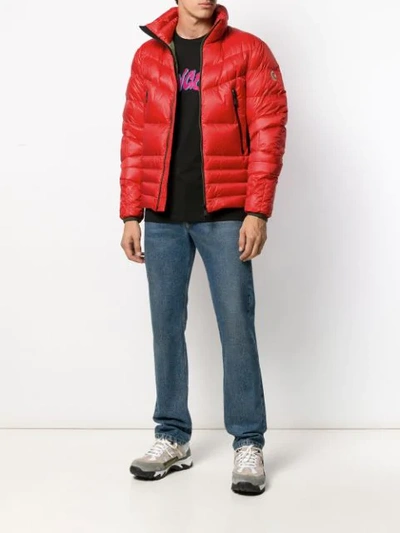 Shop Moncler Short Padded Jacket In Red