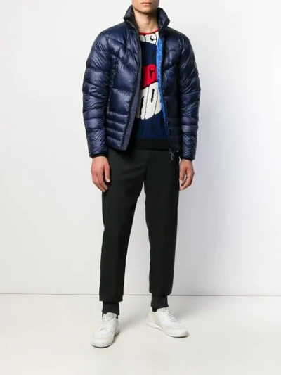 Shop Moncler Zipped Padded Jacket In Blue