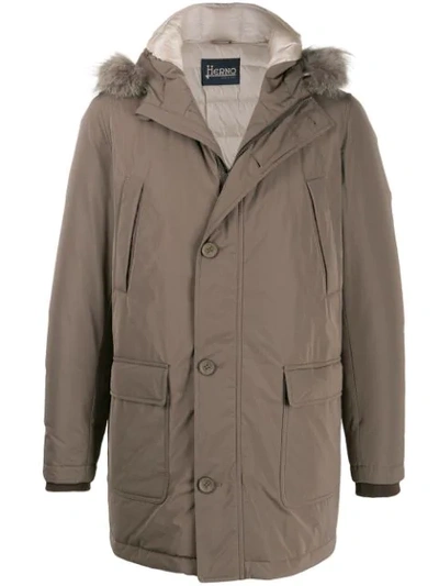 Shop Herno Hooded Padded Jacket In Neutrals