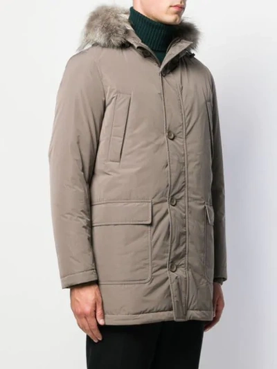 Shop Herno Hooded Padded Jacket In Neutrals