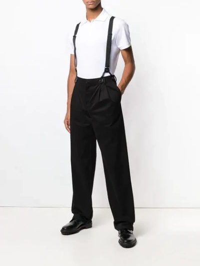 Shop Moschino Braces Trousers In Black