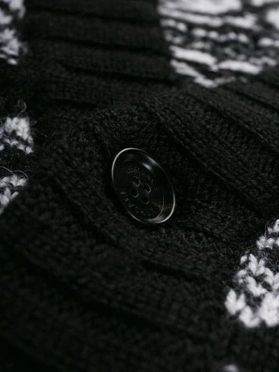 Shop Versace Intarsia Knit Cardigan In Black ,white