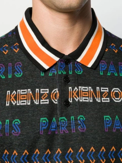 Shop Kenzo Gestricktes Jacquard-poloshirt In 99 Black