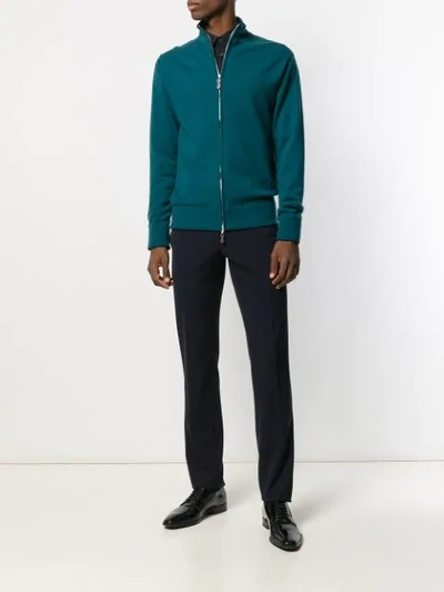 Shop N•peal The Knightsbridge Zip Cashmere Sweater In Blue