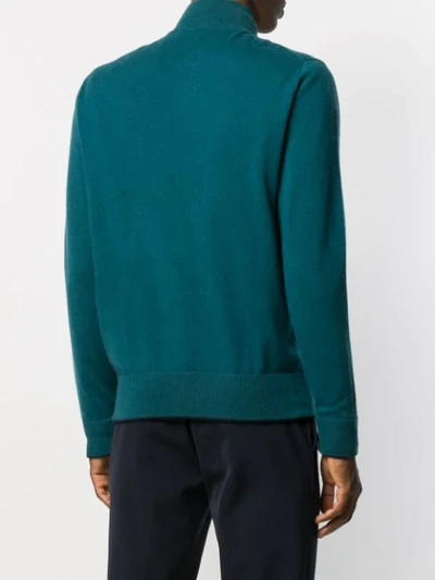 Shop N•peal The Knightsbridge Zip Cashmere Sweater In Blue