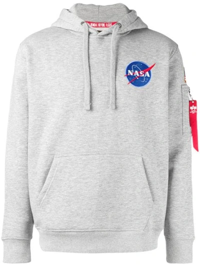 Alpha Industries Mens Grey Space Shuttle Graphic-print Cotton-blend Jersey Hoody L In Grey