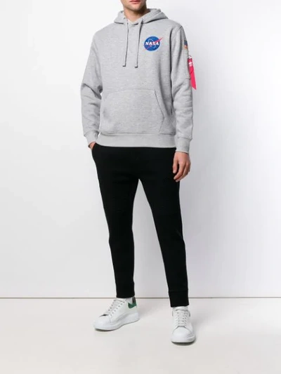 Alpha Industries Mens Grey Space Shuttle Graphic-print Cotton-blend Jersey Hoody L In Grey