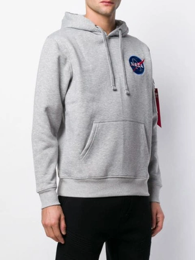 Alpha Industries Mens Grey Space Shuttle Graphic-print Cotton-blend Jersey Hoody L In Grey