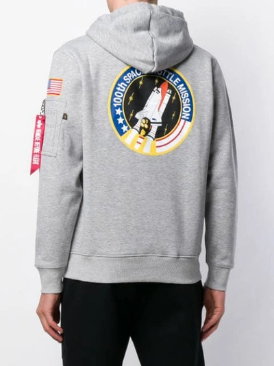 Alpha Industries Mens Grey Space Shuttle Graphic-print Cotton-blend Jersey Hoody L In Grey