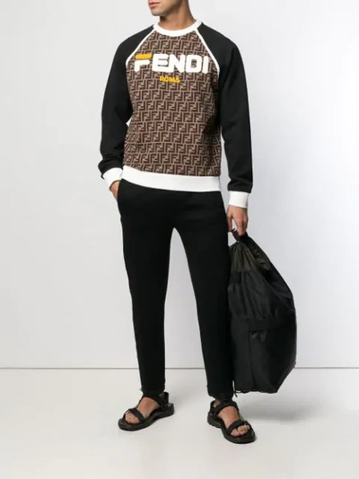 Shop Fendi Ff Print Sweatshirt In Black