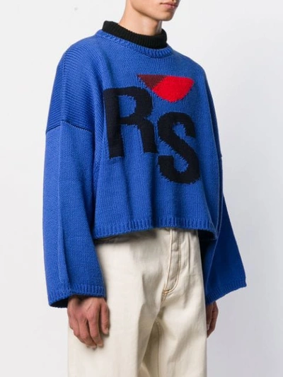 Shop Raf Simons Logo Embroidered Sweater In Blue