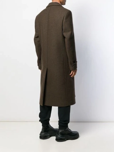 Shop Marni Patch Pockets Single Breasted Coat In Brown