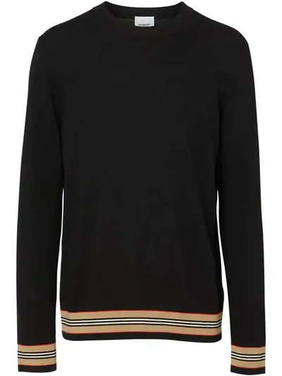 Shop Burberry Icon Stripe Sweater In Black