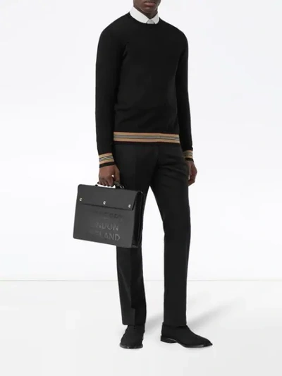 Shop Burberry Icon Stripe Sweater In Black