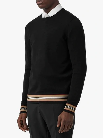 Shop Burberry Icon Stripe Sweater In Black