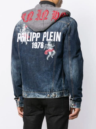 Shop Philipp Plein Gothic Denim Jacket In Blue