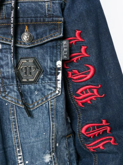 Shop Philipp Plein Gothic Denim Jacket In Blue