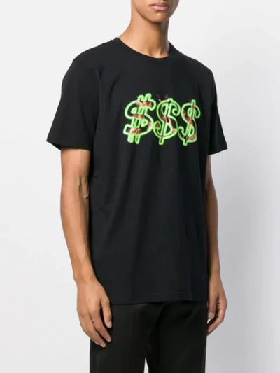 Shop Sss World Corp Contrasting Print T-shirt In Black