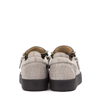 Shop Giuseppe Zanotti Low Top Beige Leather Sneaker In Grey
