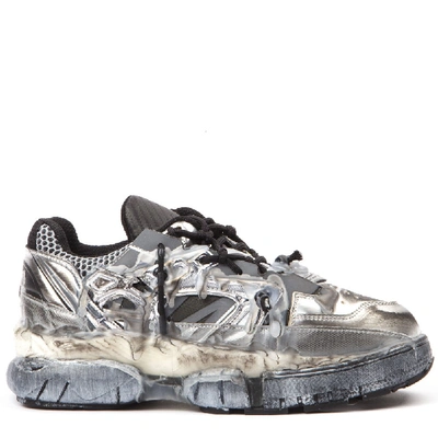 Shop Maison Margiela Grey Leather Fusion Sneakers