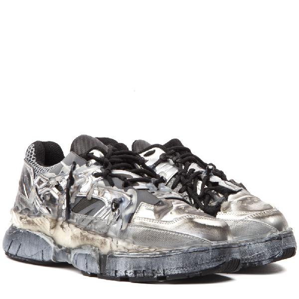 Maison Margiela Fusion Sneakers In Black And Silver | ModeSens