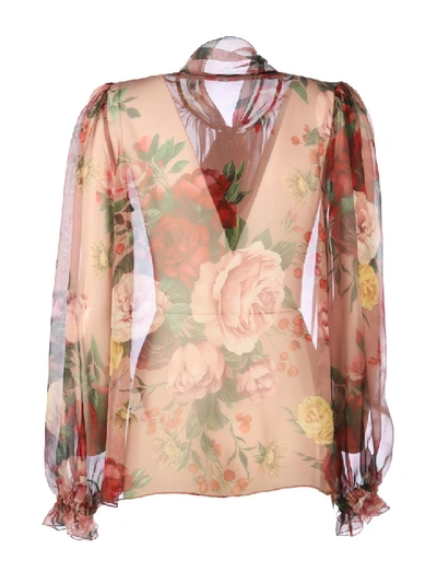 Shop Dolce & Gabbana Printed Silk Shirt In Neutrals