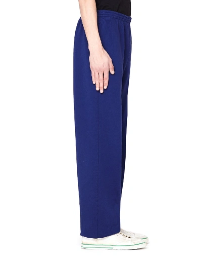 Shop Balenciaga Drawstring Navy Cotton Pants In Blue