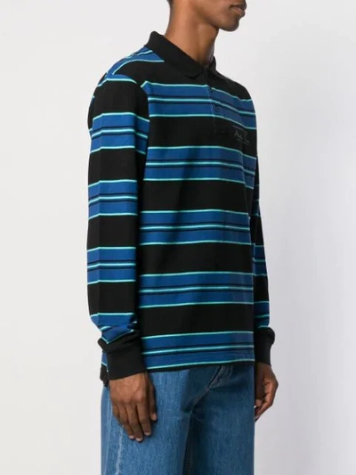 Shop Martine Rose Piqué Striped Polo Shirt In Blue