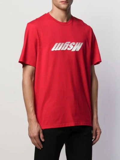 Shop Msgm Printed Logo T-shirt In Red
