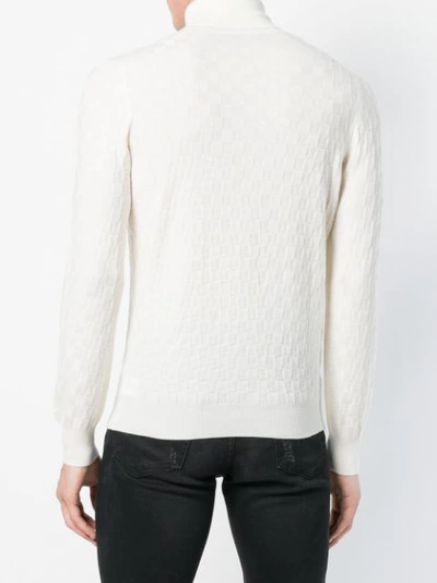 Shop Tagliatore Checkerboard Knit Sweater - White