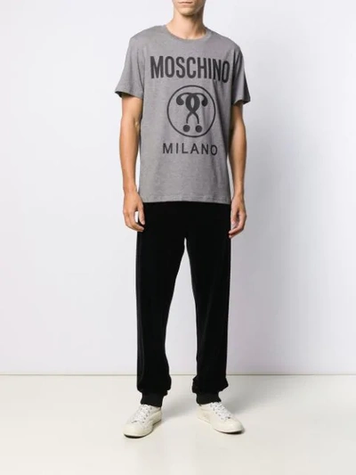 Shop Moschino Logo Print T-shirt In Grey