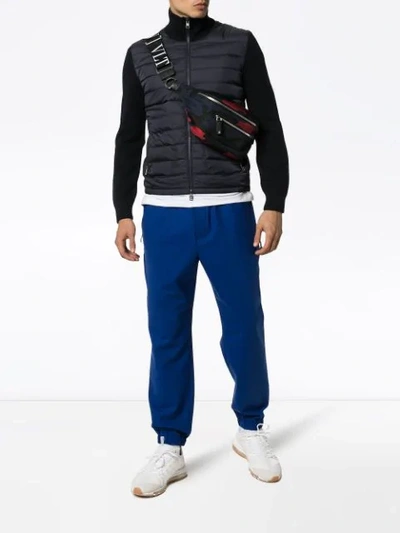 Shop Moncler Knitted-sleeve Padded Jacket In Blue