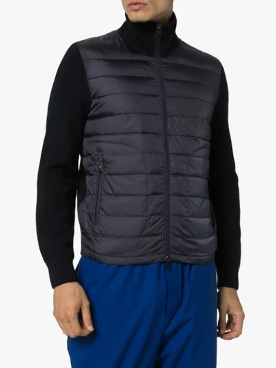 MONCLER KNITTED-SLEEVE PADDED JACKET - 蓝色