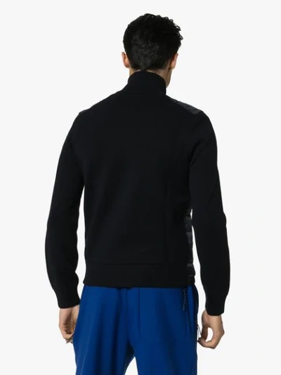 Shop Moncler Knitted-sleeve Padded Jacket In Blue