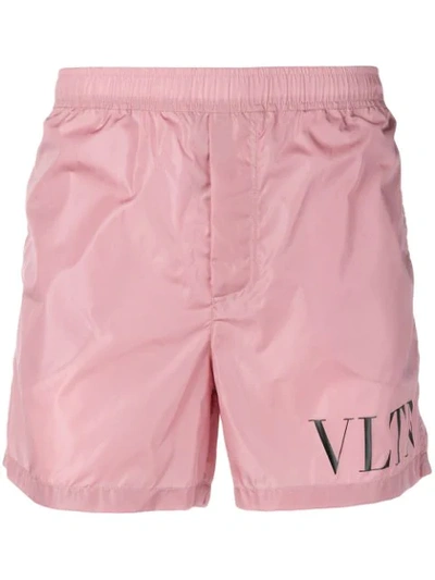 Shop Valentino Vltn Swim Shorts In Pink