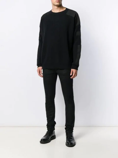 Shop Amiri Long-sleeve Ribbed Jumper In Black