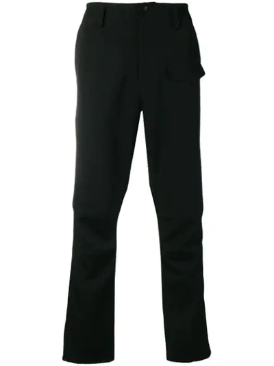Shop Yohji Yamamoto Loose Straight Cut Trousers - Black