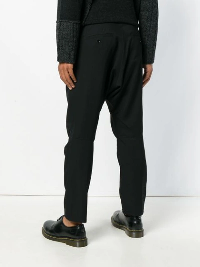 Shop Yohji Yamamoto Loose Straight Cut Trousers - Black